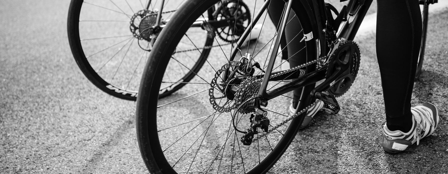 close-up of two bicycles